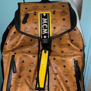 MCM Cognac Visetos Raymonde Two Pocket Small Backpack